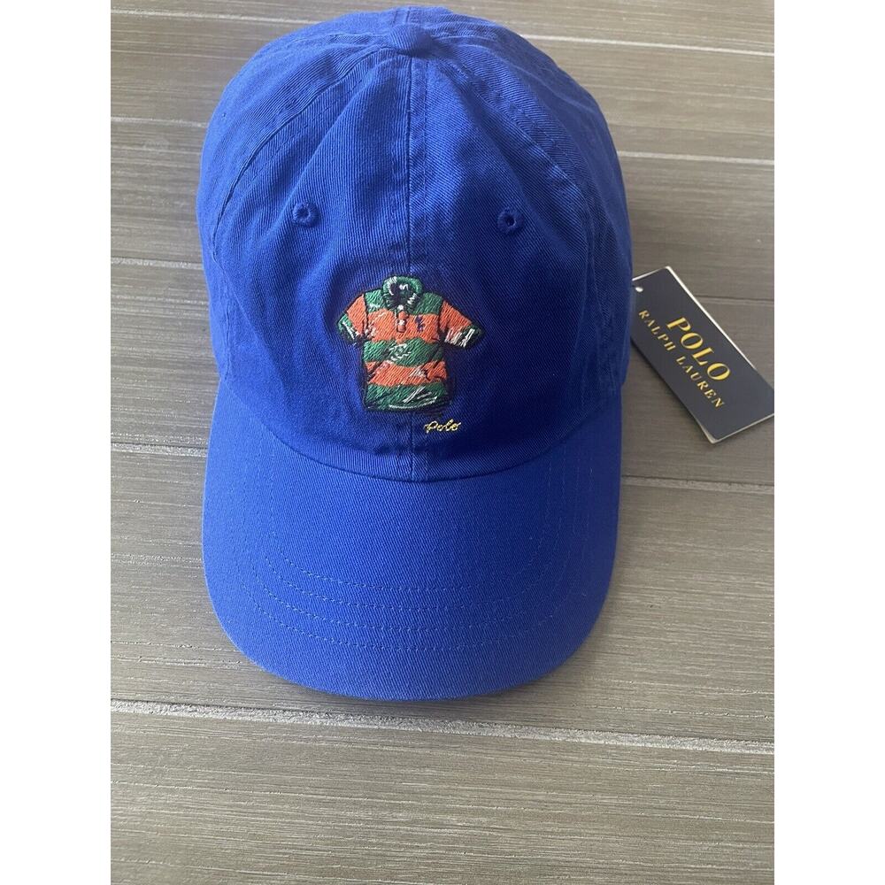 Ralph Lauren Polo Hat Cap Leather Strapback Mini Polo Shirt Embroidery Blue